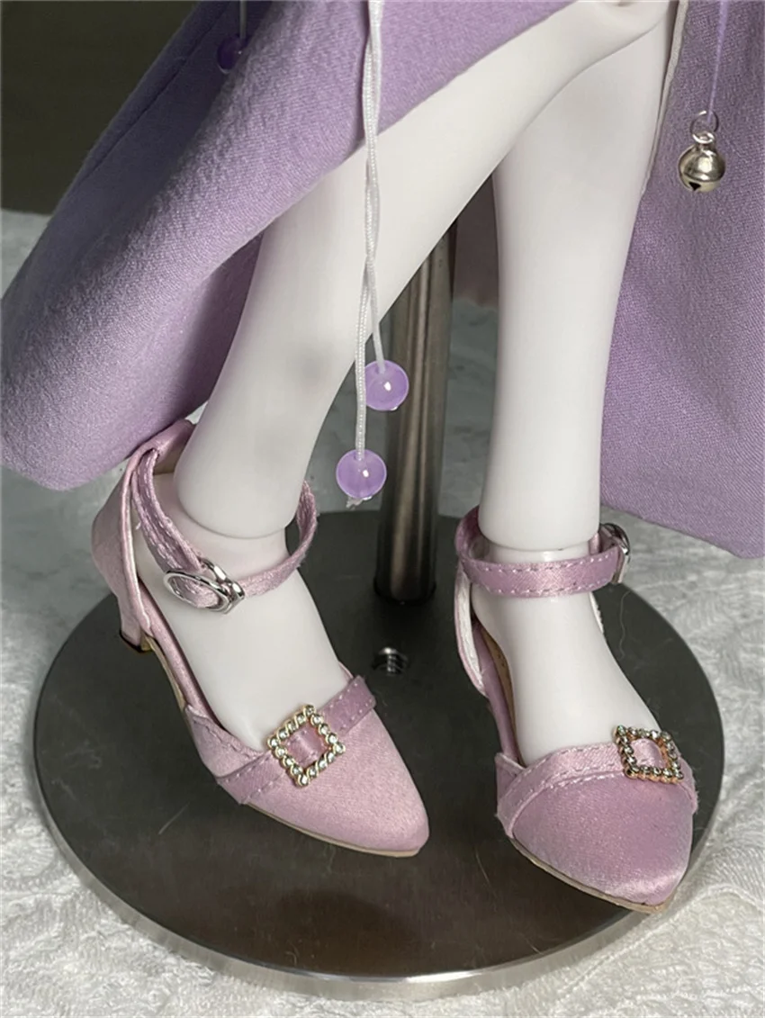 In Stock BJD/SD Shoes 1/3 1/4 High Heels Girls Silk Pointy One-button High Heels Multi-colored BJD Doll Accessories