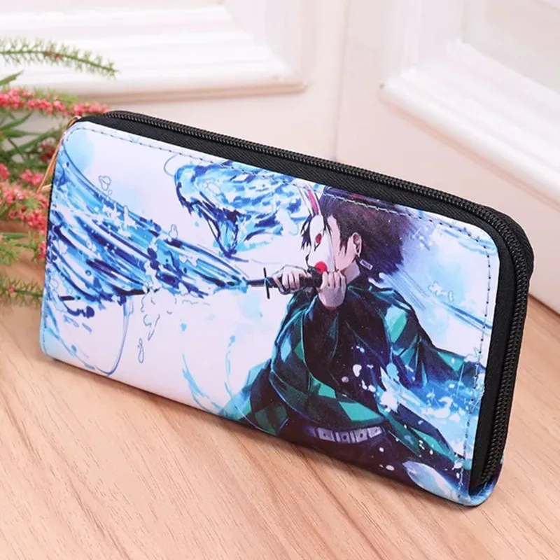 Anime Rengoku Kyoujurou PU Leather Multi-Layer Wallets Kamado Tanjirou Nezuko Cosplay Portable Wallet Coin Bag Zipper Purse Gift