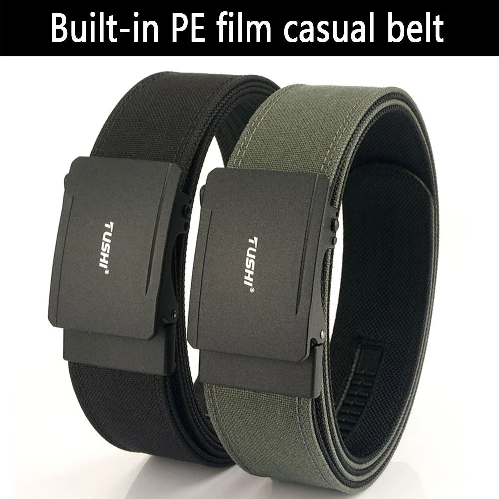 TUSHI Brand 4.3 Wide Thickened Gun Hanging Double-Layer Nylon Belt Versatile Casual Outdoor Tactical Automatic Buckle Mens