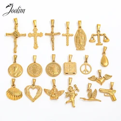 Joolim Jewelry Wholesale Fashion Vintage Cupid Angel Love Cross Rose Collar Single Stainless Steel Pendant Gift For Women