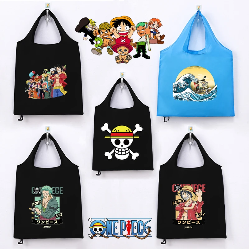 One Piece Luffys uomo donna borsa per la spesa pieghevole facile da trasportare custodia riutilizzabile di grande capacità custodia Anime Cute Kids