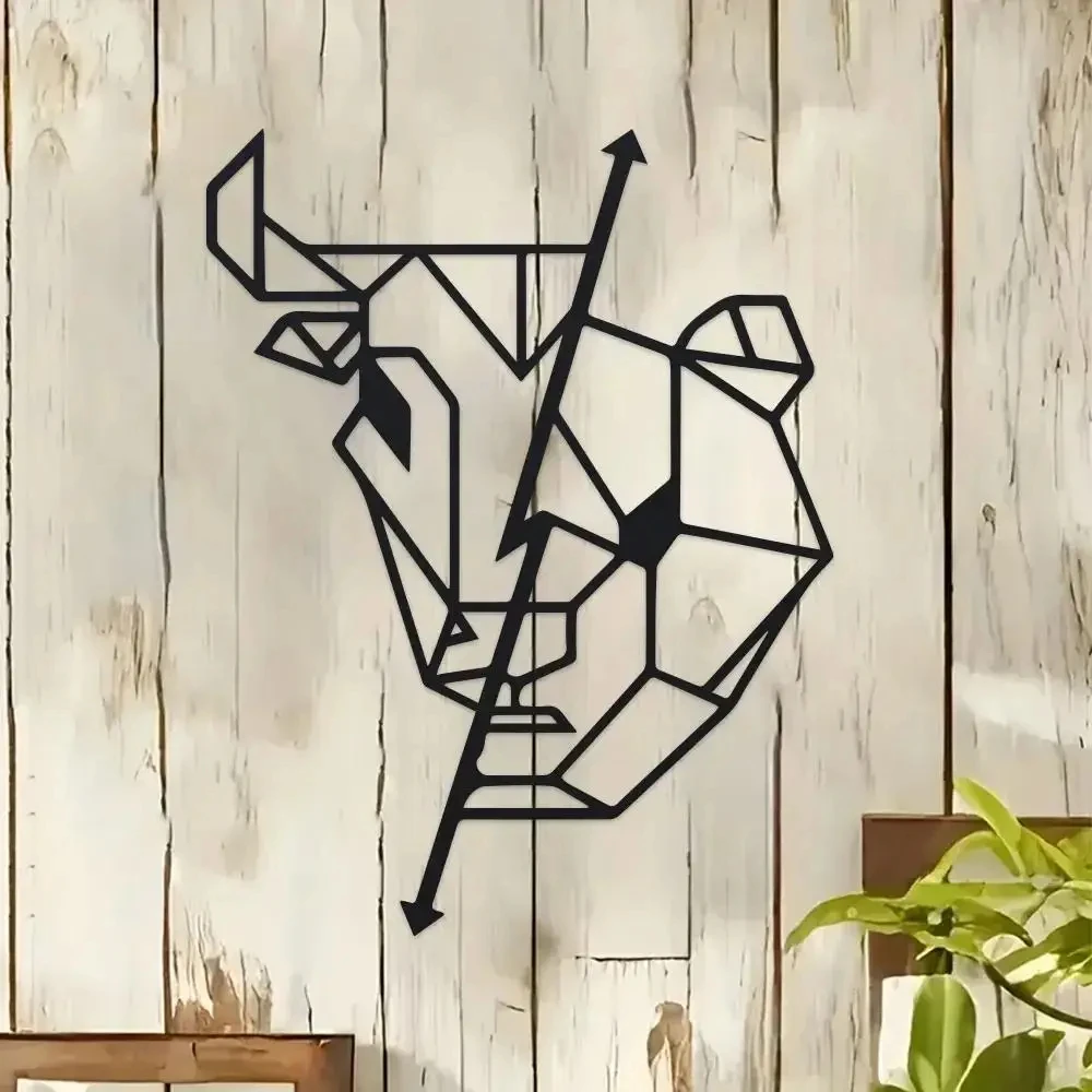 1 Piece of Bull and Bear Stock Market Metal Wall Art, Home Office Wall Decoration, Designed Specifically for Financial Enthusiasts