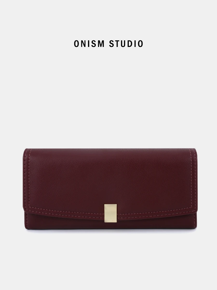onismstudio-女性用長財布-ダークカラーデザイン-手持ち小銭入れ-韓国風-機能的な小さなバッグ-レザーウォレット