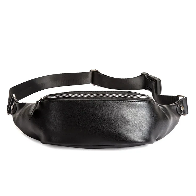 Men's Fashion PU Chest Bag Waterproof Large Capacity Outdoor Shoulder Waist Pack for Sports Travel