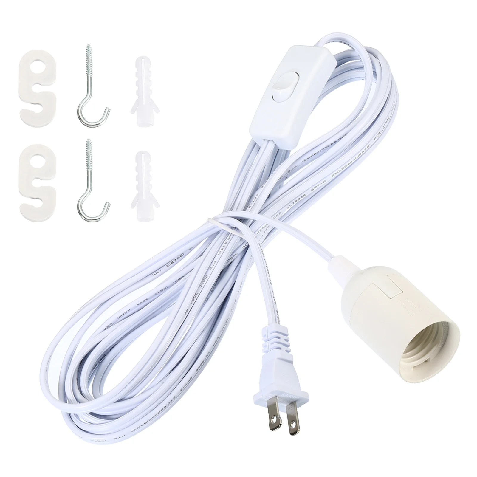 1/2Pcs 15Ft Hanging Light Cord Extension Pendant Lamp Cord Cable with On/Off Switch Plug-in Light Socket for E26 E27 Base Bulb