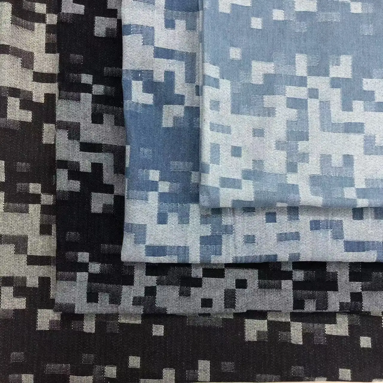 

Washed Denim Fabric Mosaic Jacquard for DIY Sewing - Suitable for Dresses Bags Pants Hats - Versatile Blue Denim Material