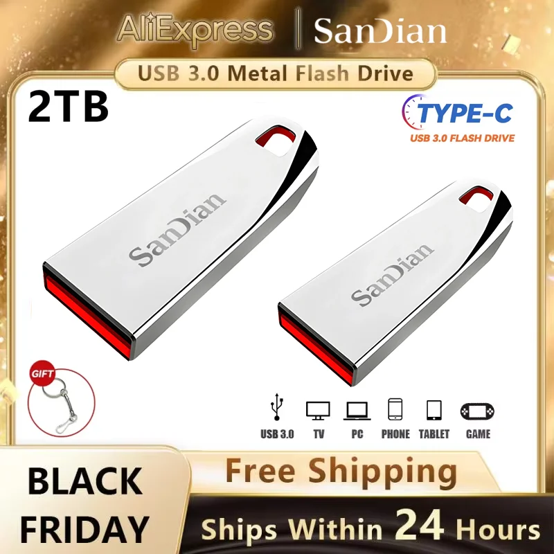 MINI High Speed 2TB USB3.0 Flash Drives Pen Drive Flash Disk 1TB USB Stick 512GB 256GB USB KEY Memory For Laptop PC TV PS5 PS4