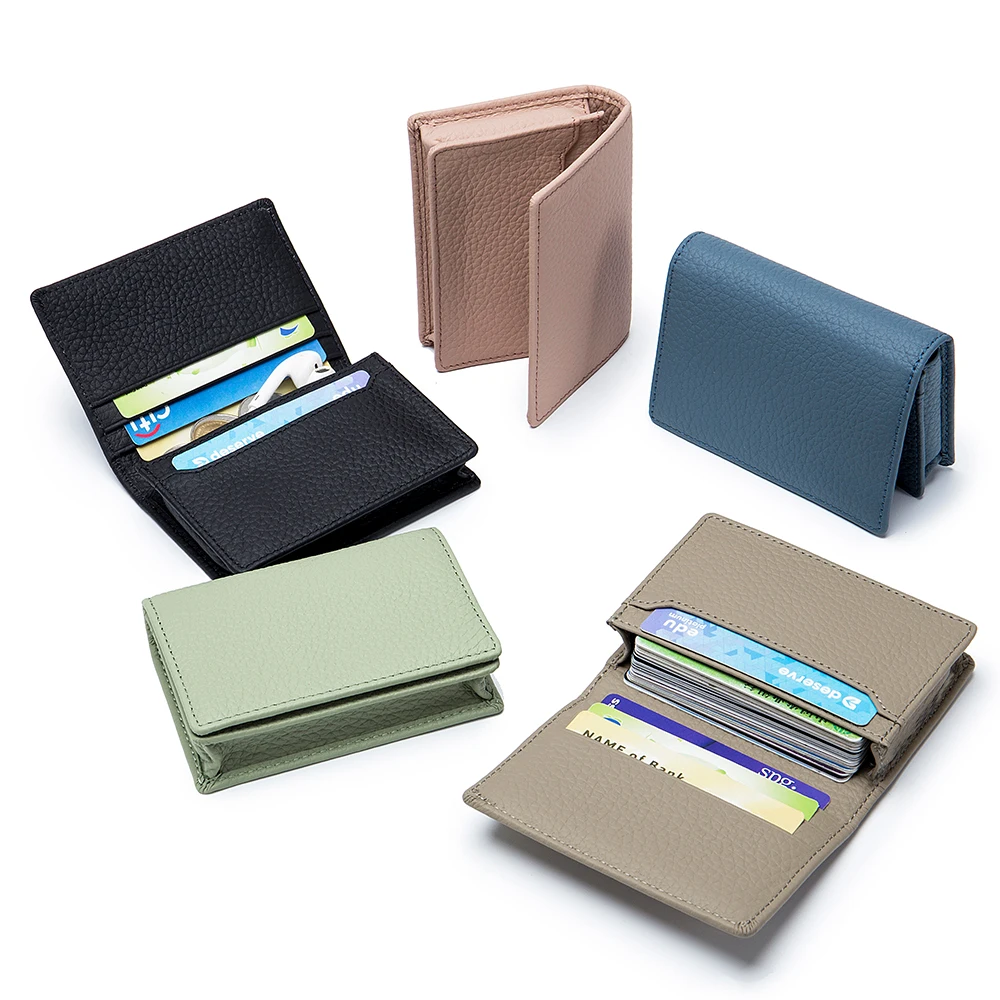 Multi-functional business card bag business casual top layer cowhide card holder creative storage coin purse for men and women