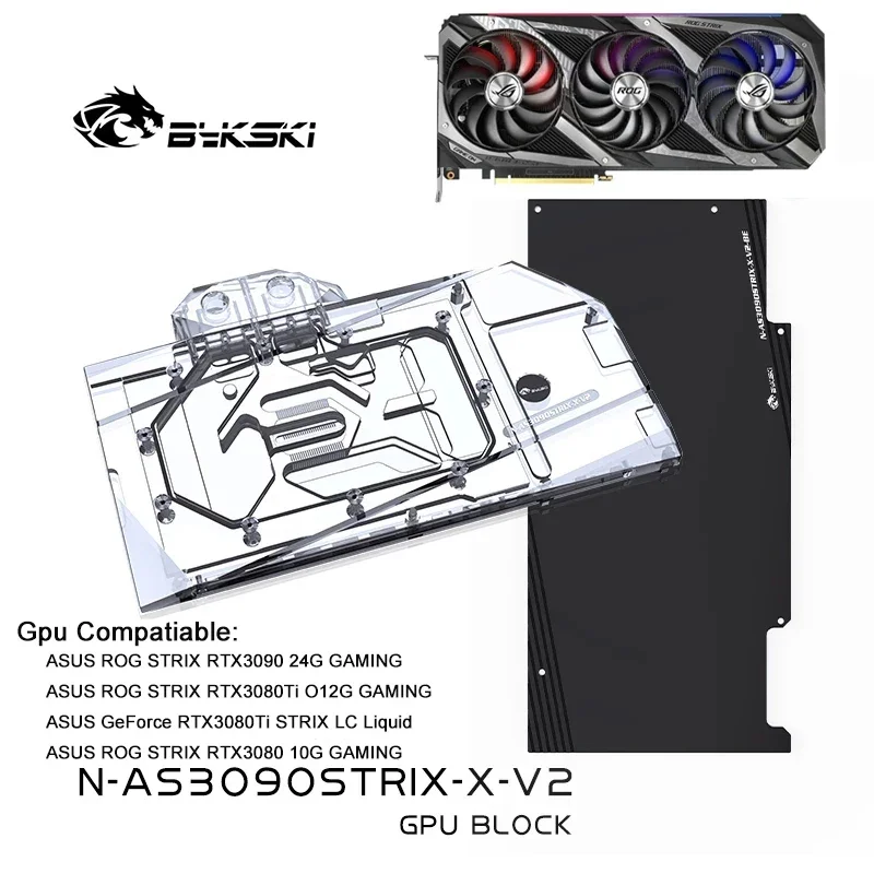 

Bykski Full Coverage GPU Water Block For ASUS RTX3080 3090 STRIX Graphic Card, VGA Watercooler,ARGB/RGB SYNC, N-AS3090STRIX-X-V2