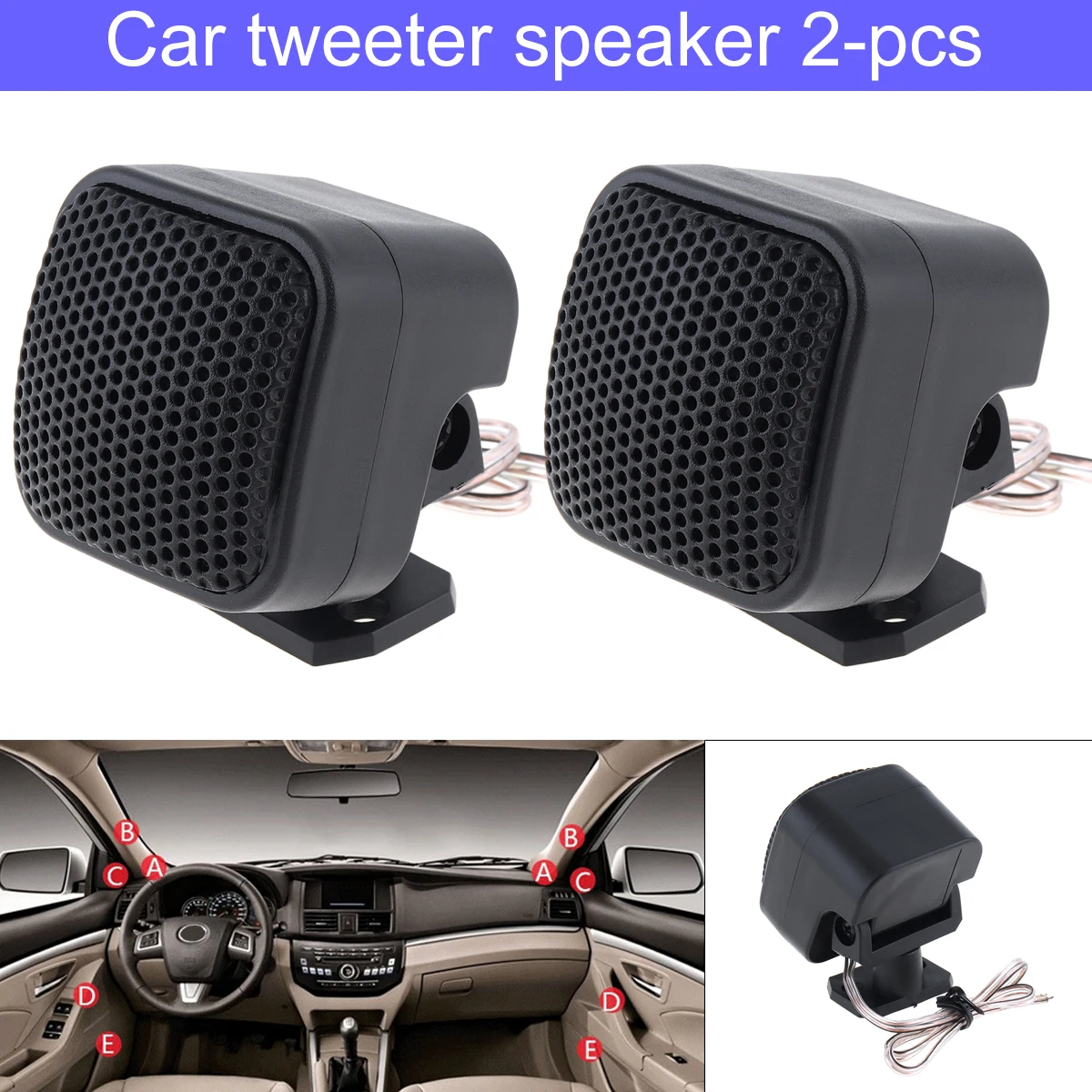 2pcs TP-004A Car Tweeter Speaker 500W 12V 4ohm High Efficiency Mini Tweeter Speakers for Car Audio System