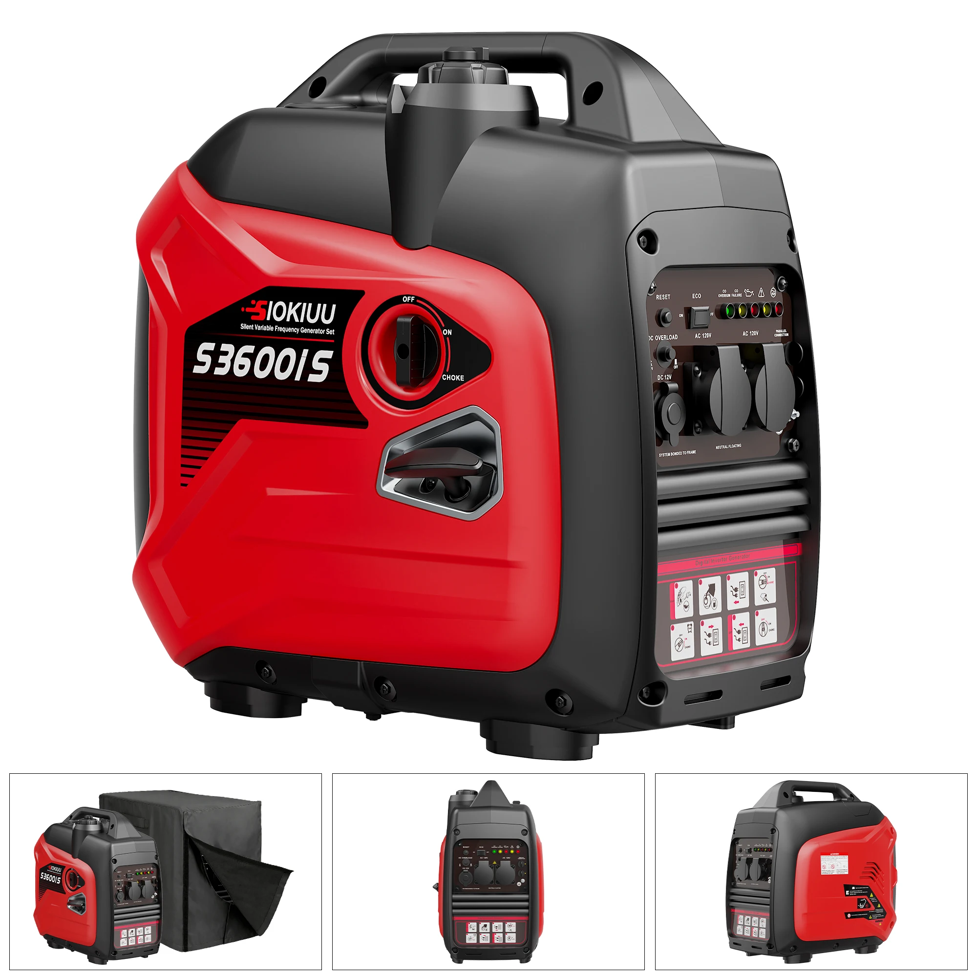 

Портативный инверторный генератор мощностью 3600 Вт, рабочая мощность 3000 Вт, стандарт EPA, ультратихий, с сигнализацией угарного газа, для кемпинга, автодомов, дома и аварийного электроснабжения.