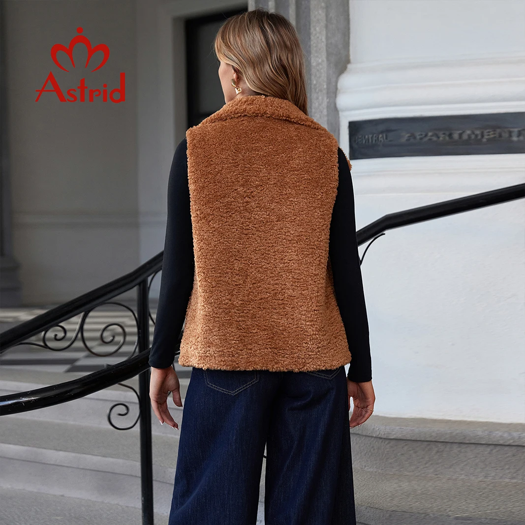 Astrid Gilet da donna Teddy Cappotto Gilet senza maniche Cappotto in pelliccia di pile solido Elegante femminile spesso caldo Parka casual Trend