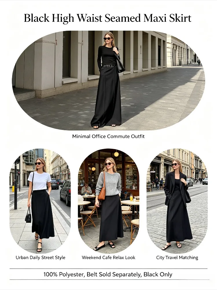 UOOZEE Office Lady Formal Solid Color H-line Skirts 2026 New Spring Summer High Waist Casual Elegant Long Skirt For Women