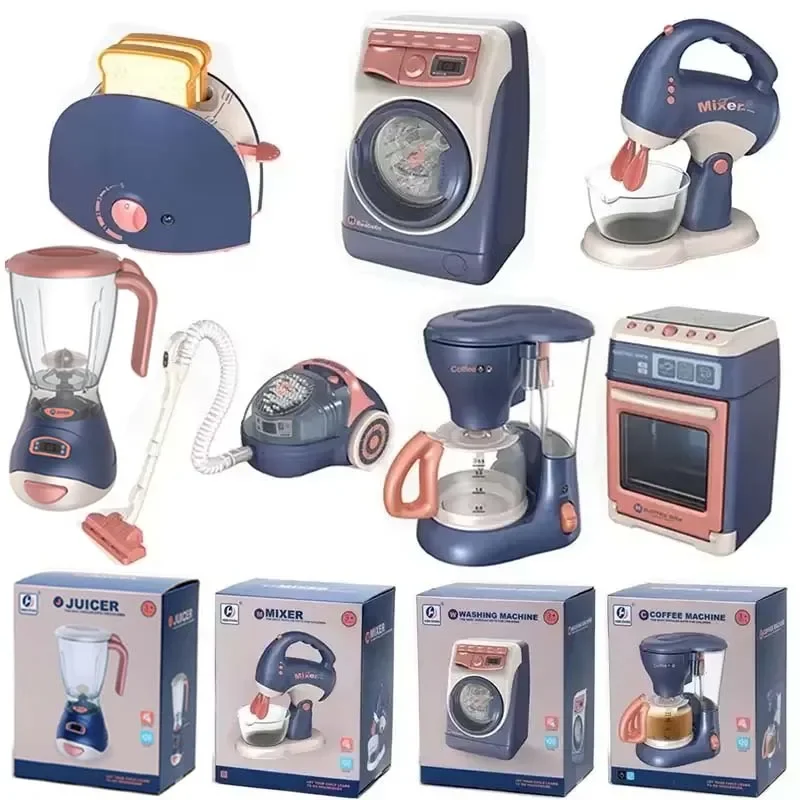 新しいごっこ遊びキッチンセット ミニ電動ジューサーマシン シミュレーション家電おもちゃ 子供向け 若いシェフへの理想的な贈り物