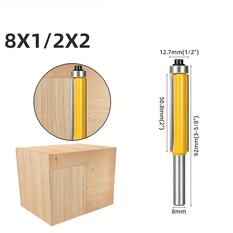 Gambo da 1 pezzo da 8mm esteso con punta del Router di rifilatura del cuscinetto, fresa per la lavorazione del legno per la rifilatrice del bordo