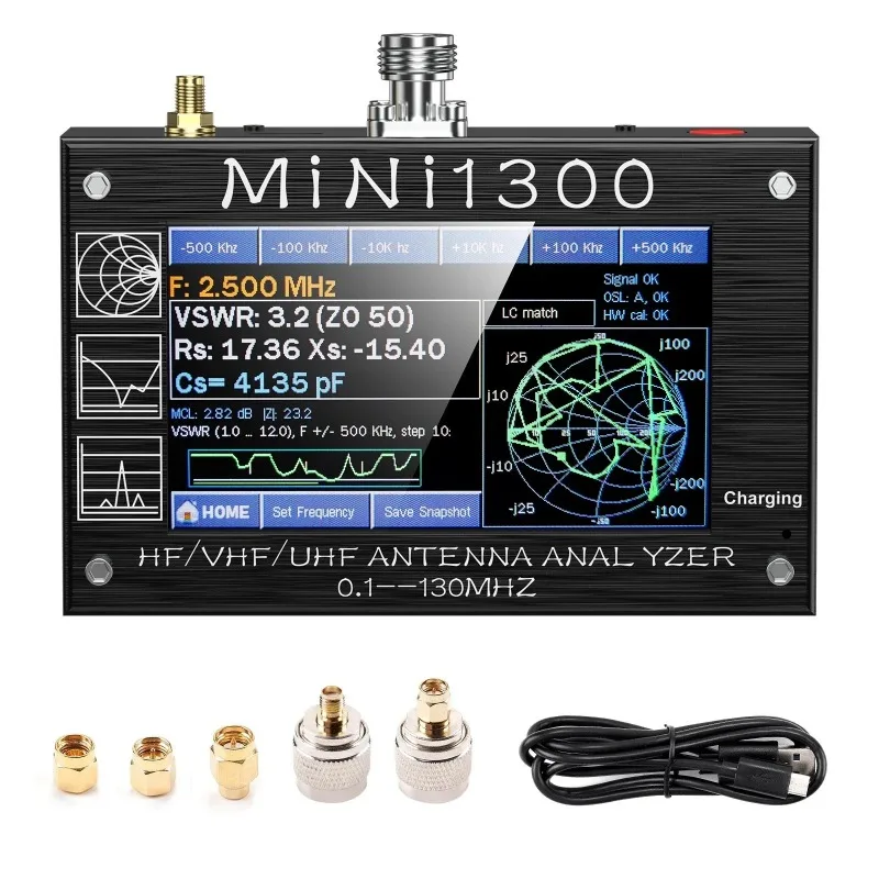 Network Analyzer Upgraded Mini 1300 Antenna Analyzer 0.1-1300MHz HF VHF UHF Antenna Analyzer with SMA Calibration TF Memory