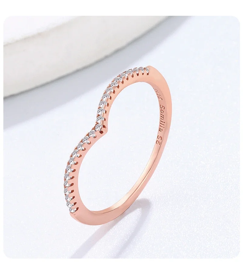 SOMILIA Schlichter Stil 925 Sterling Silber Ehering für Frauen Mini Zirkonia Feiner Schmuck Größe 6/7/8/9/10 Bestseller 4002 – Detail 12