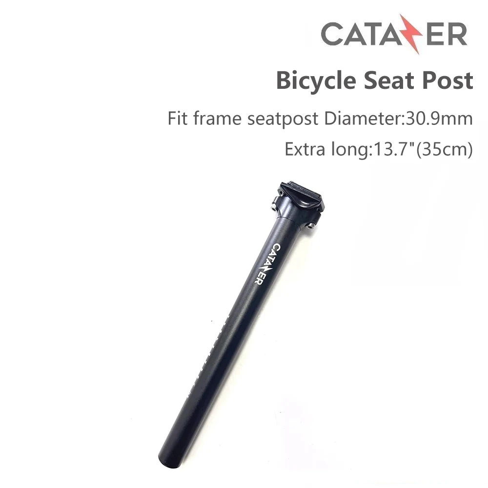 CATAZER Bicycle Seat Post 350mm Aluminum Alloy Adjustable Mountain Road Bike Seatpost 30.9mm Replacement Seatpost for Most Bike