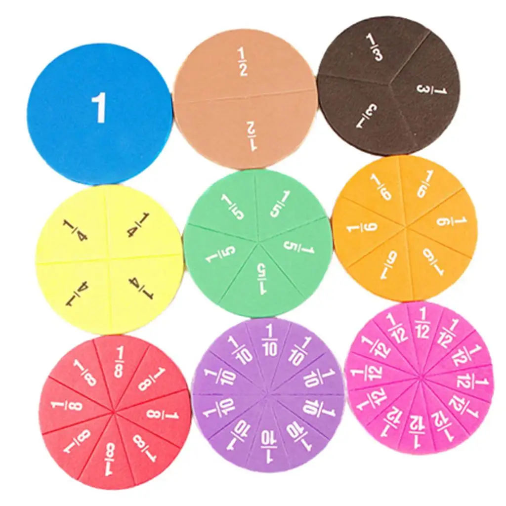 51x Circular Fractions Kids Education Math Learning Toy 3+