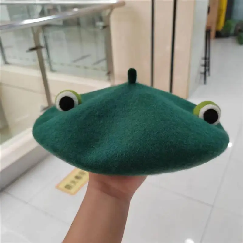 Female Children Cute Cartoon Handmade Green Frog Eyes Wool  display picture 1