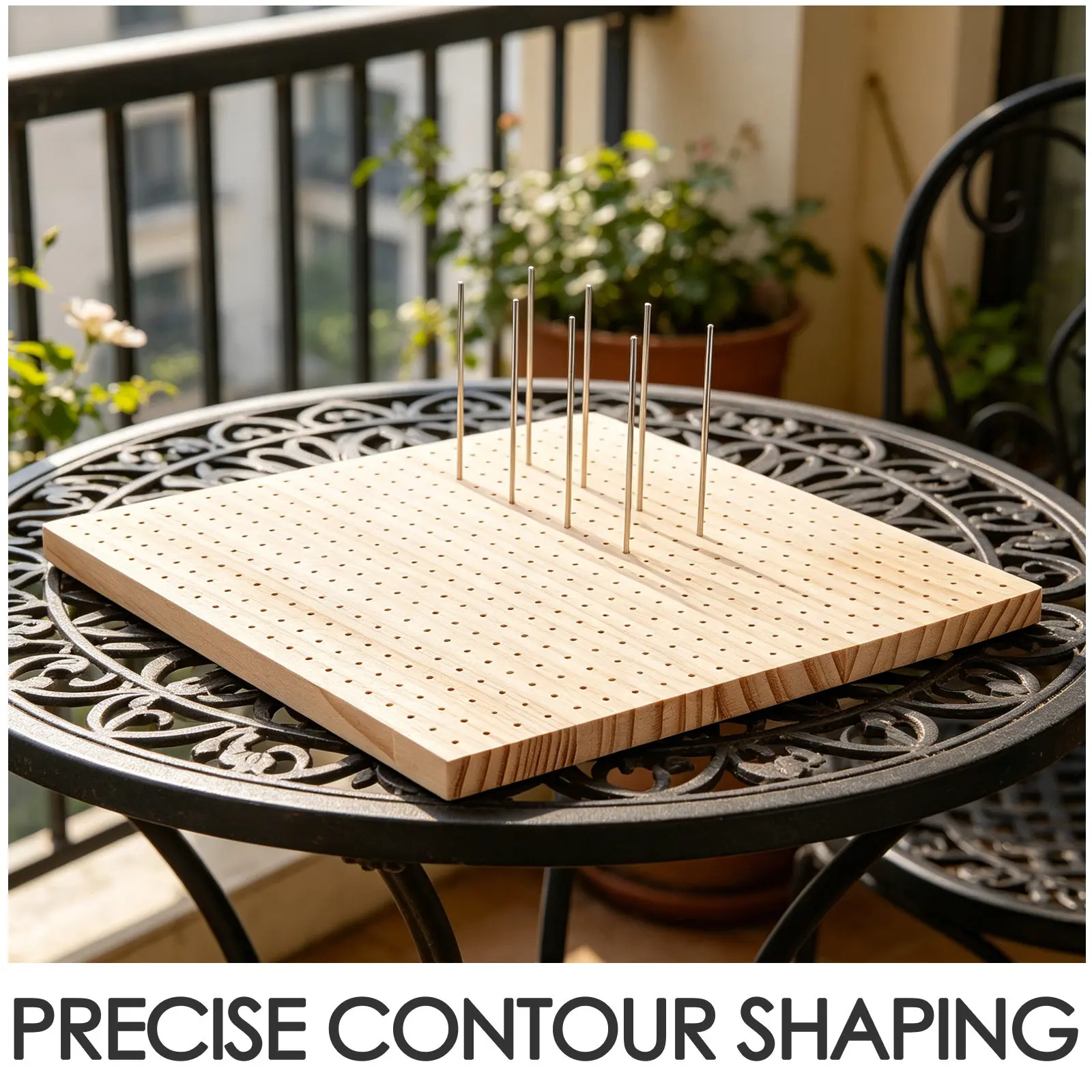 1Set Crochet Blocking Board Stainless Steel Pins 12x12 Inch Wooden Craft Blocking Board Pegs for Knitting Crochet Projects