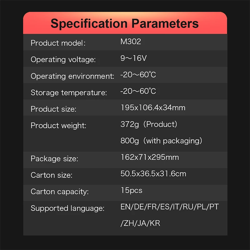 M302 Professional OBD2 Scanner Car Code Reader Check Engine Light With Reset OBDII Car Diagnostic Tool For All Cars After 1996