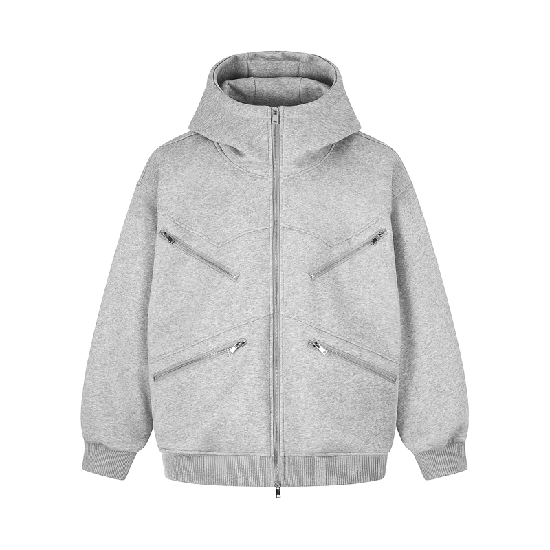 Jaqueta Casual Solta com Capuz e Zíper Decorativo Estilo Retrô Americano GXFortune para Homens e Mulheres