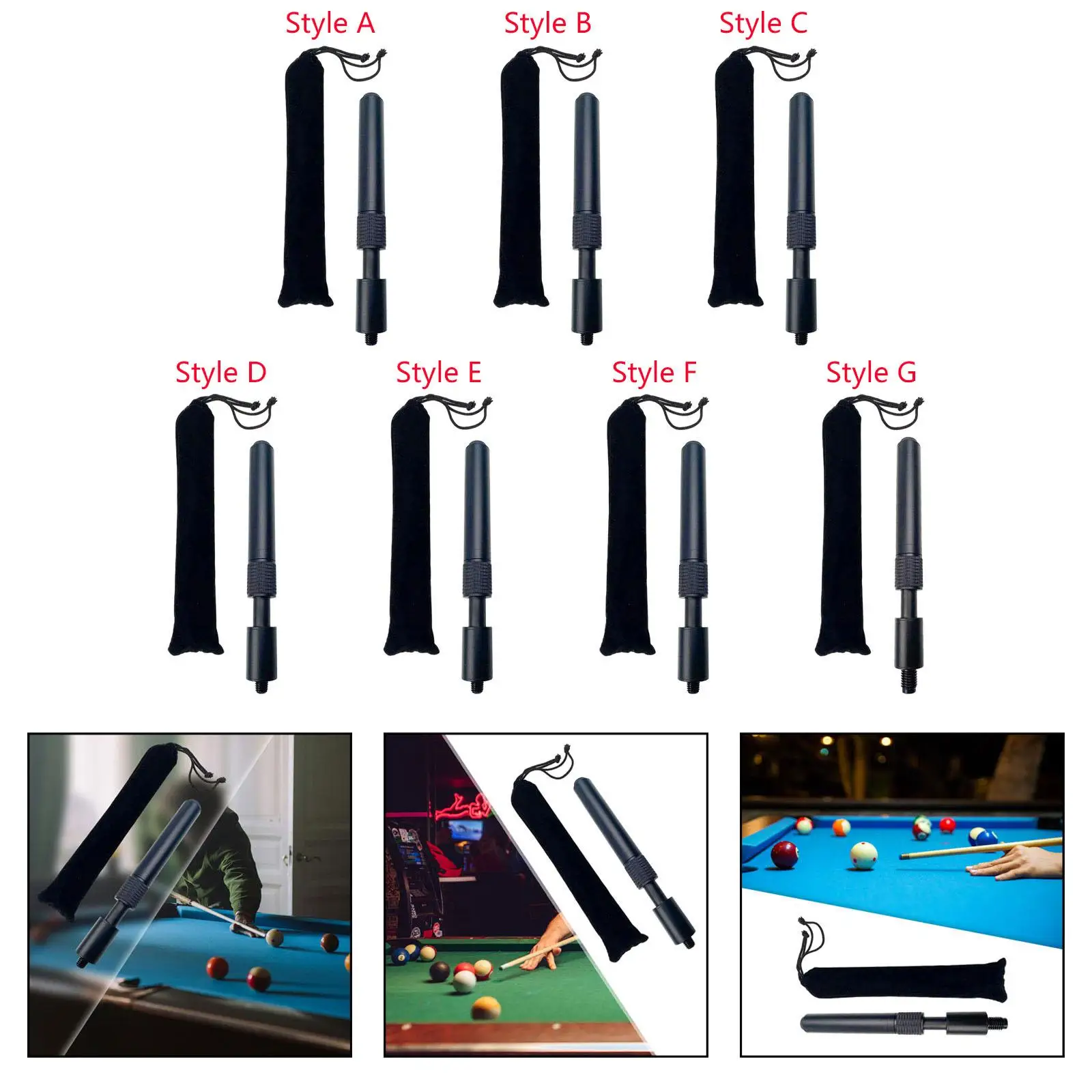 Billiards Pool Cue Extender Lengthen Tool Ultralight Snooker Cue Lengthener