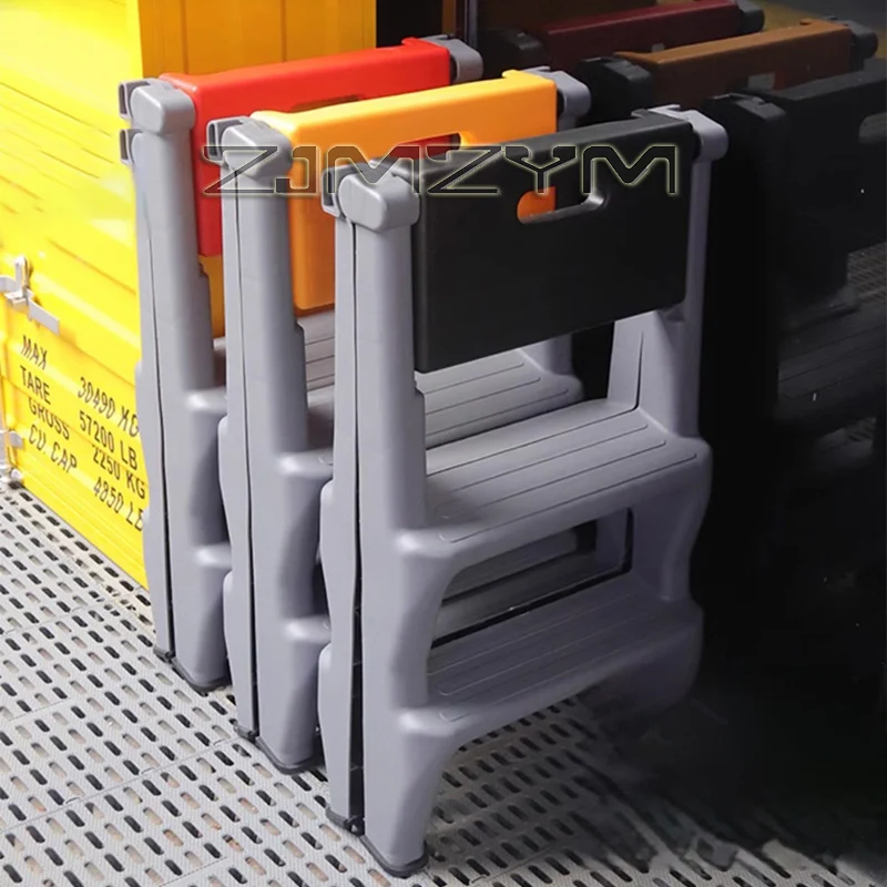 Plastic Double Side Car Cleaning Stool Lightweight Collapsible Step Stool Ladder With Anti-Slip Surface There-step Ladder