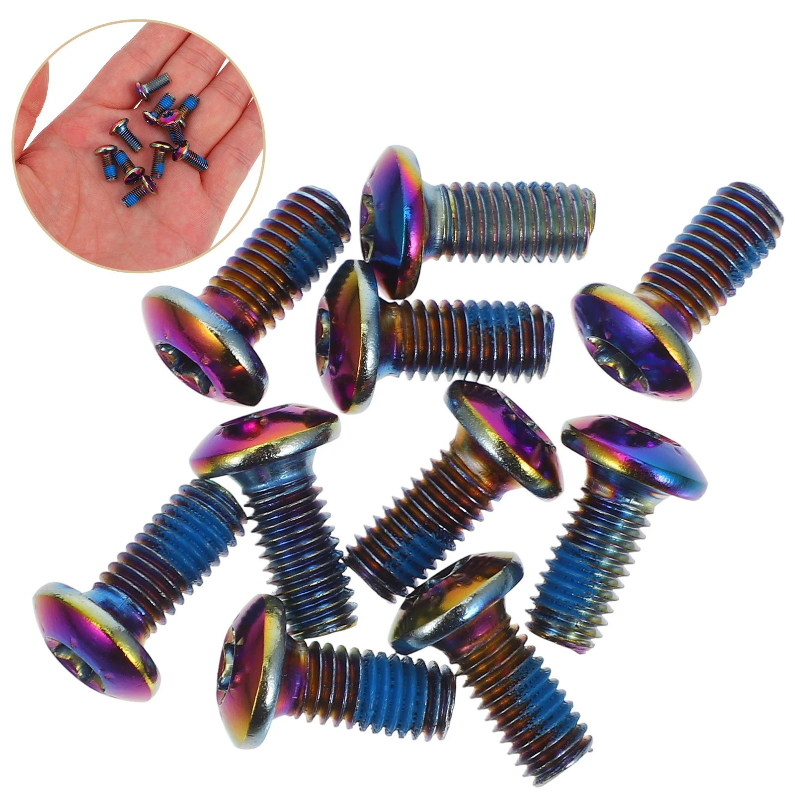 12Pcs Colorful Titanium Steel Brake Bolts Durable Rustproof Disc Brake Screws for Mountain Touring Road Hybrid Bikes