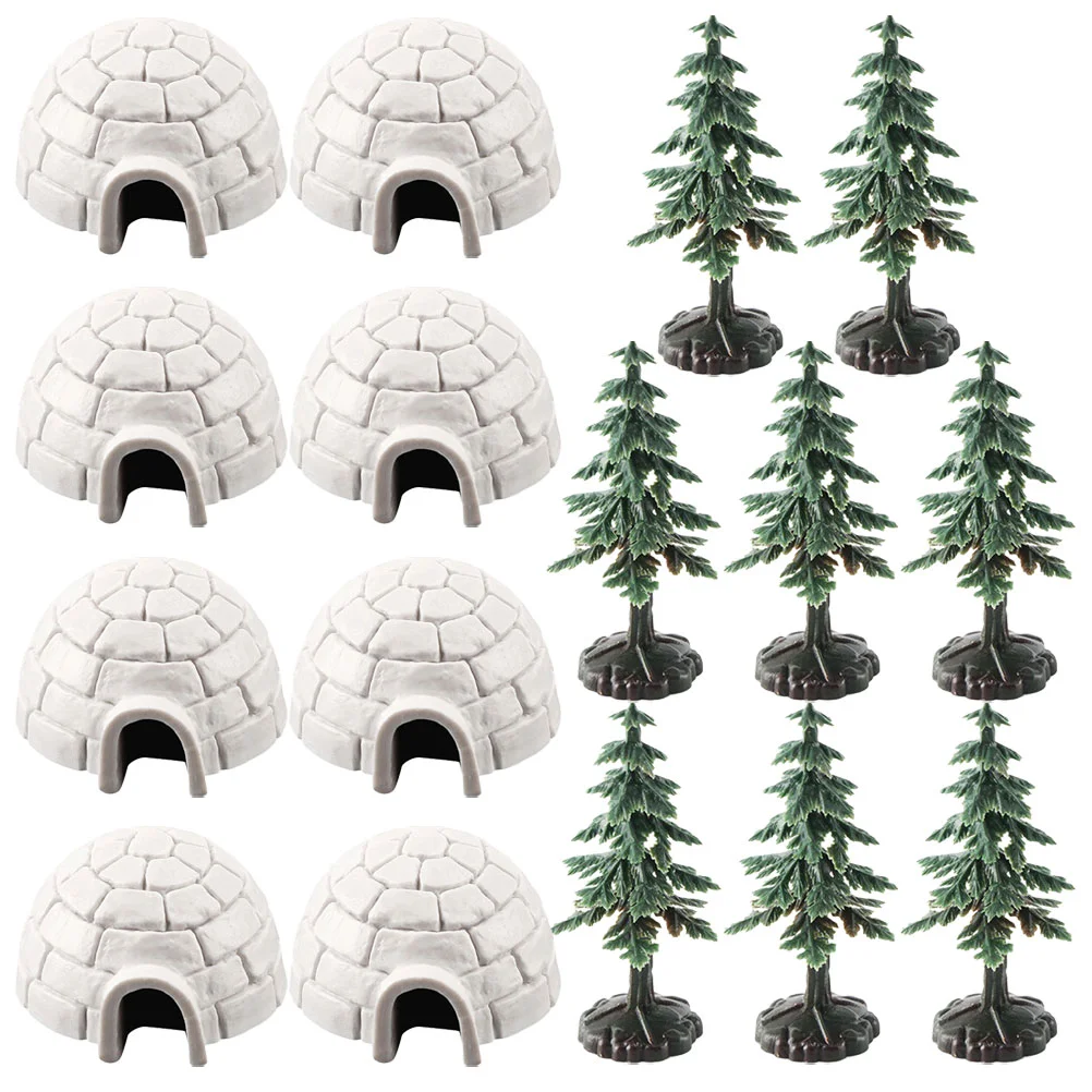 Igloo Model Mini Christmas Tree Decorations Ice House Models Farm Figurines Statue Decorative Fluffy