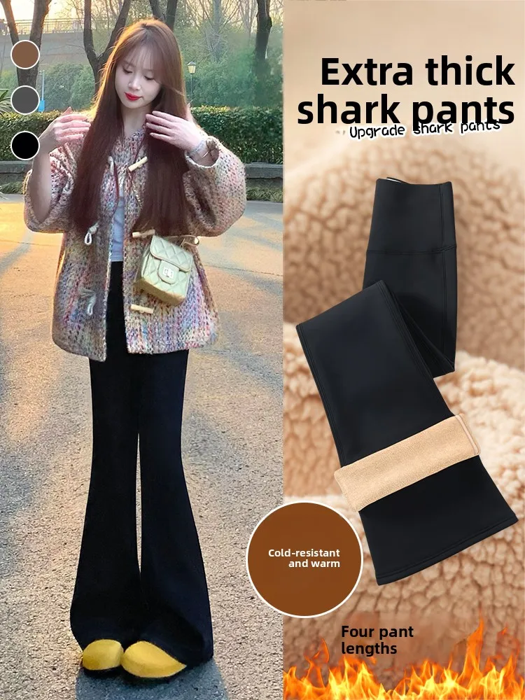 

Extra Thi Fce Lined ark Bite Yoga Pants High Waist Long Trousers for Women Autumn Winter New Sle Casual Scuba Pants