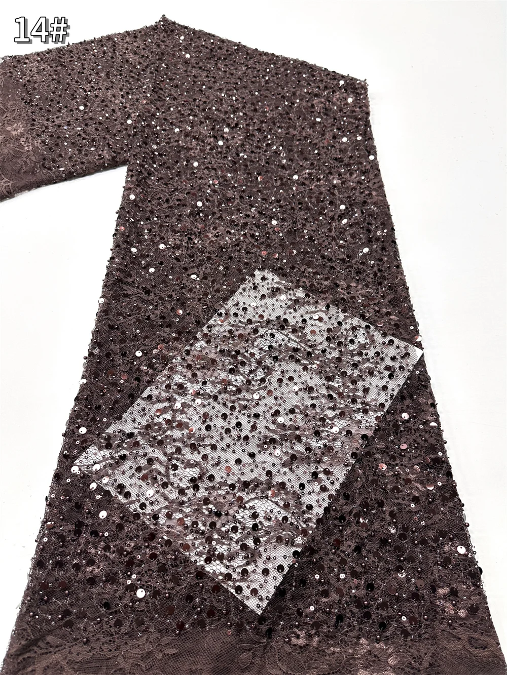 Luxury Nigerian Sequins Beads Lace Fabric 2025 High Quality African Tulle Embroidery Groom Fabrics For Wedding Dress Sewing