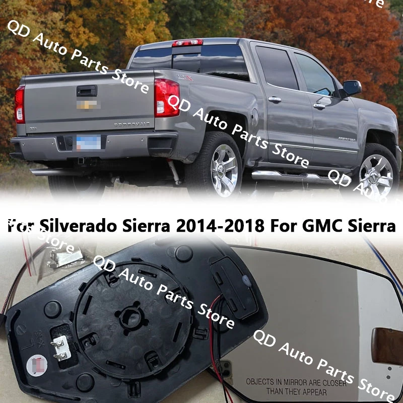 

Rearview Mirror Reflector LED Lenses Car Left/Right Side Heated Mirror Glass For Silverado Sierra 2014-2018 2019 For GMC Sierra