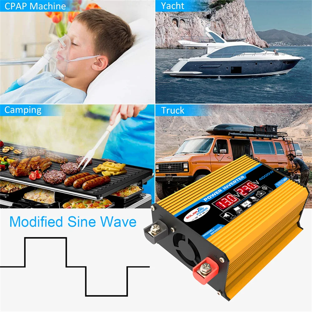 Dual LCD Digital Display Power Inverter Modified Sine Wave Power Inverter Car Charge Converter for Auto Steamboat Accessories