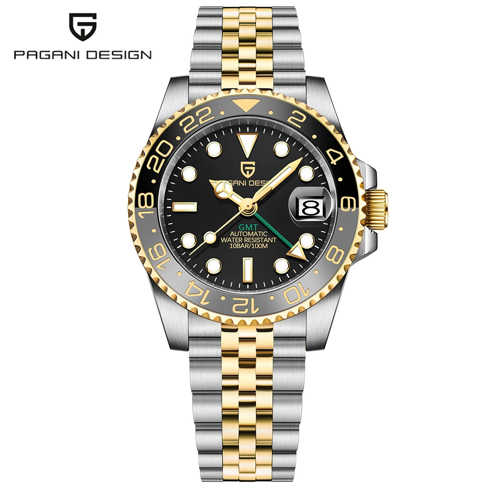 PAGANI DESIGN 40MM GMT Horloges voor Mannen Luxe Saffier AR Mechanisch Horloge Keramische Bezel Automatische 100M Waterdicht Gift horloge