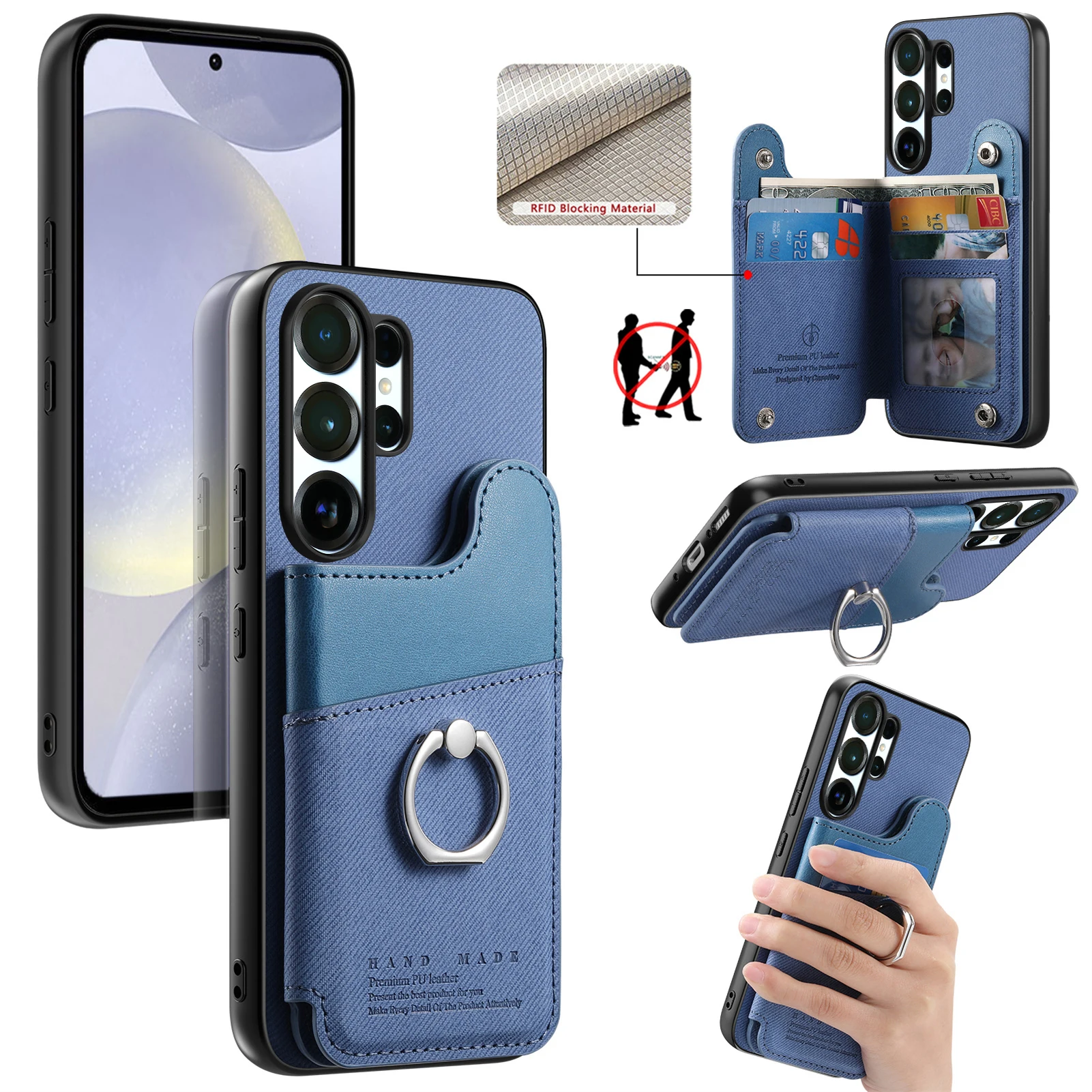 Luxury Magnetic Wallet With Card Holder Ring For Samsung Galaxy S26 Ultra S26 S25 S24 S23 Ultra Case Shockproof Protection Cover
