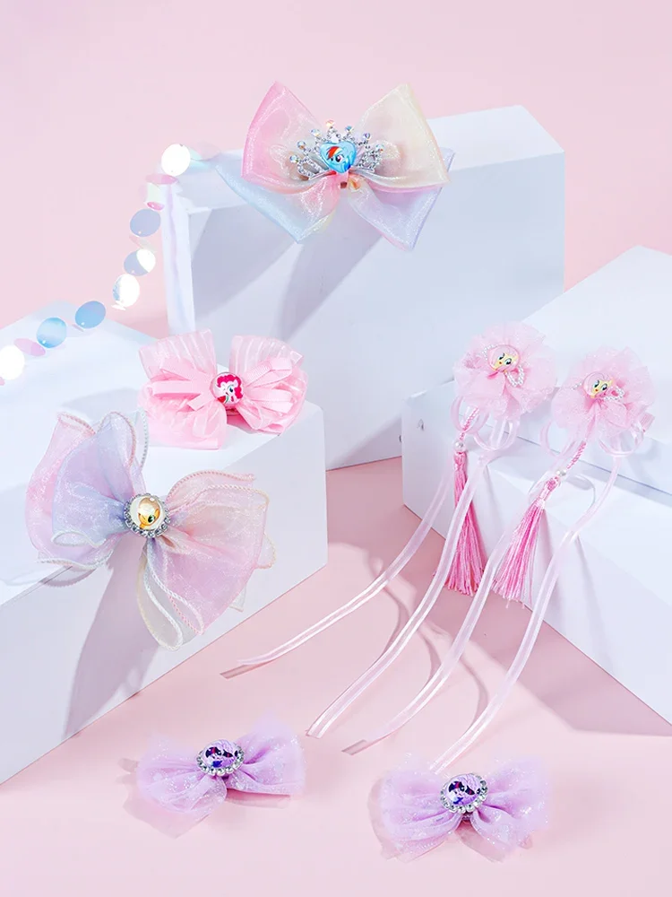 

My Little Pony Charms Girls Hair Accessories Clips Hairband Play House Cosplay Pretend Princess Bow Headdress Party Props