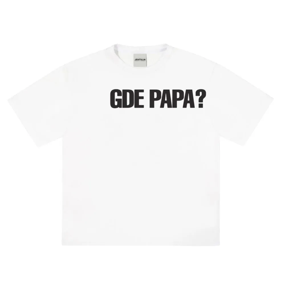 Hip Hop Streetwear Men Tshirt Oversized Short Sleeve GDE PAPA Graphic Print Y2k Tops Tee Harajuku Goth Aesthetic Clothing Cotton