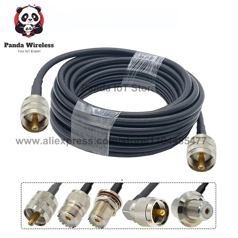 RG58 UHF to UHF PL259 SO239 Male Female Plug Jack Right Angle Crimp Coaxial Connector RF Car WIFI antenna extension coax cable