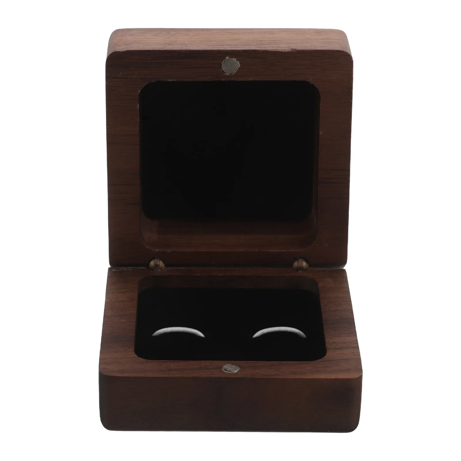 Square Black Walnut Cufflink Box Men's Accessory Storage Case Tie Clip Holder Ring Organizer Jewelry Travel Container