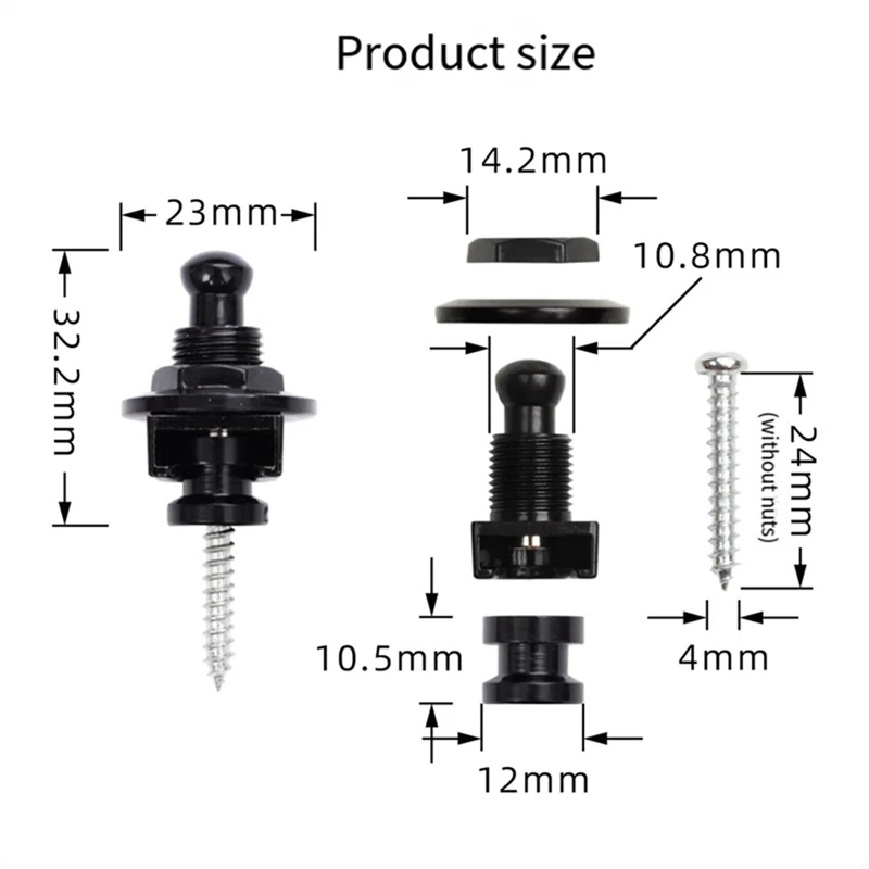 기타 스트랩 잠금 장치, 퀵 릴리스 스트랩 잠금 장치 시스템, 일렉트릭, 베이스, 어쿠스틱 기타용 기타 스트랩 잠금 장치