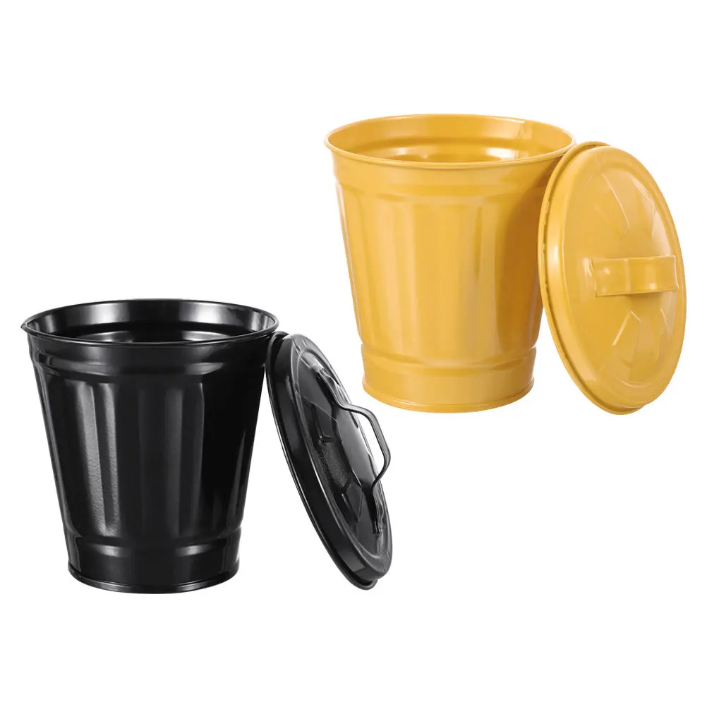 

2Pcs Desktop Trash Can Cute Tabletop Garbage Bin for Desk Bedroom with Lid Small Wastebasket Space Saving Organizer