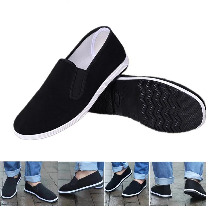 Chinese Traditional Kung Fu Shoes New Wushu Shoes Chinese Kungfu Shoes Black Tai Chi Old Peking Shoes Martial Art Sneakers 35~44