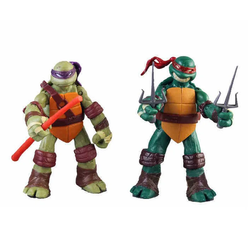 4pcs/set Teenage Mutant Ninja Turtle Raph Mikey Donatello Anime TMNT Ornaments Joint Movable Leonardo Figures Model Gift Toys