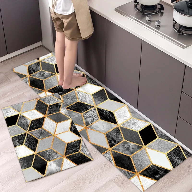 Kitchen Absorbent Mat Non-Skid Waterproof Wipeable Comfort Standing Kitchen Rugs and Mats Wipeable Wash Free Long Strip Carpet