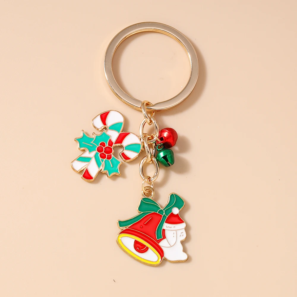 Leslie Niedlicher Weihnachts-Schlüsselanhänger Weihnachtsglocke Zuckerstange Weihnachtsmann Baum Schlüsselanhänger für Frauen Weihnachtsparty Schmuck Geschenke – Detail 10