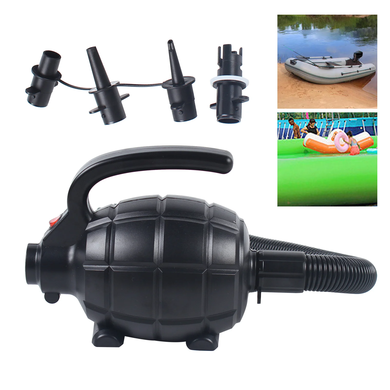 600W High-pressure Rubber Boat Air Pump with 4 Different Nozzles