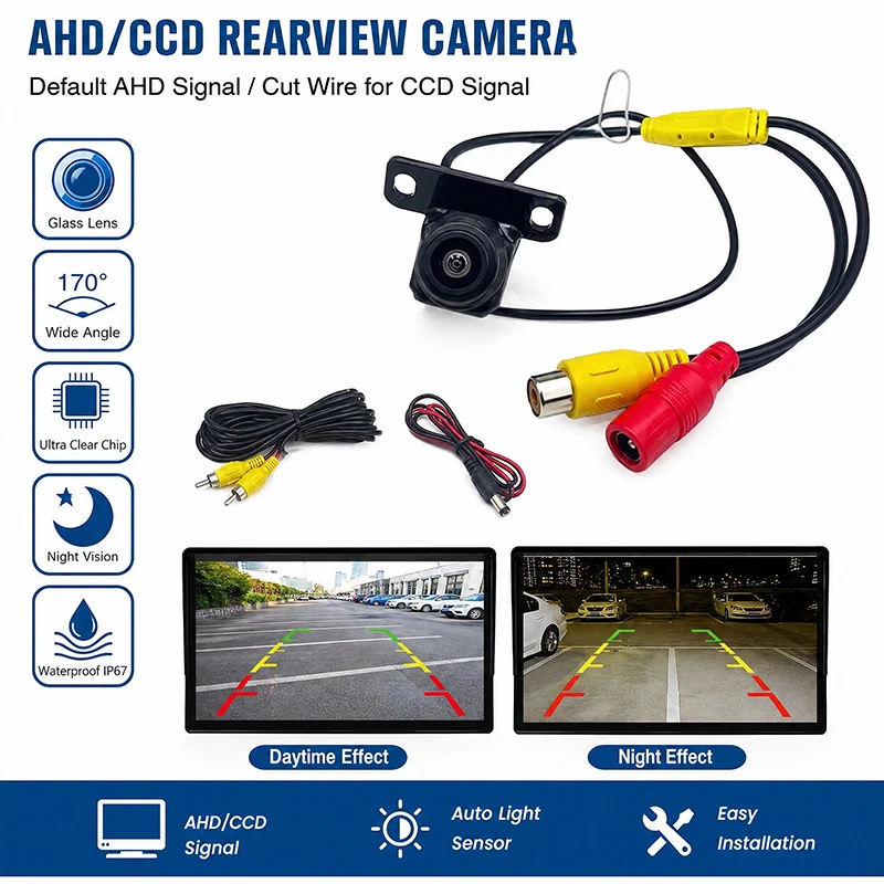 JISUIDA Reversing Camera AHD/CVBS Car Camera Car Night Vision Camera Waterproof Camera Reversing Image