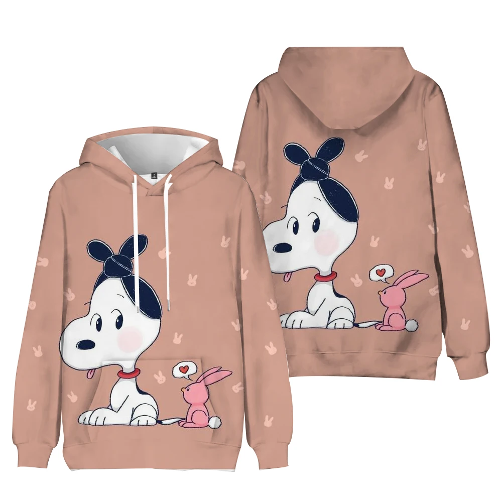 Snoopy cartoon print Women Sweatshirt Long Sleeve Crewneck Graphic Hoodie Clothes Couple Valentine\'s Day Gift Womens Clothes